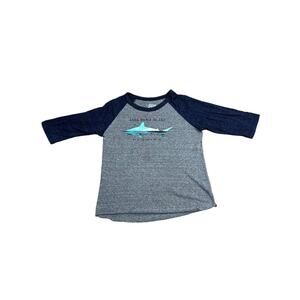 Anna Maria Island Florida 3/4 Sleeve Kid’s Youth Large Blue Gray Shark Vacation